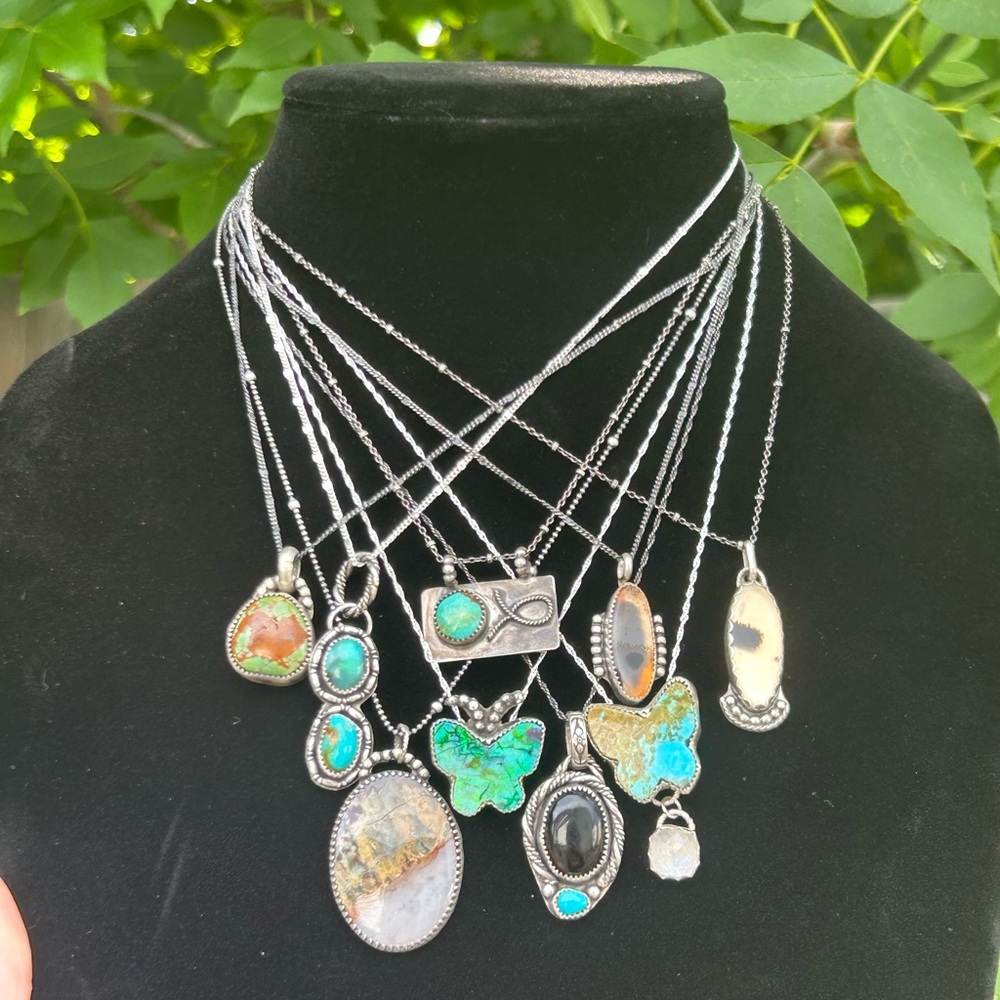 Elegant Silver and Turquoise Necklaces and Rings